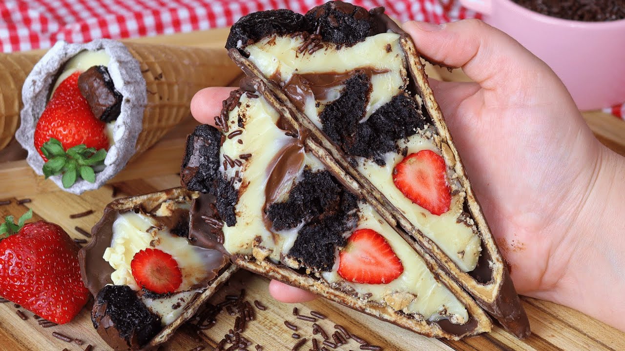 CONE TRUFADO | COMO FAZER O BANHO FINO NA CASCA | Cascone recheado