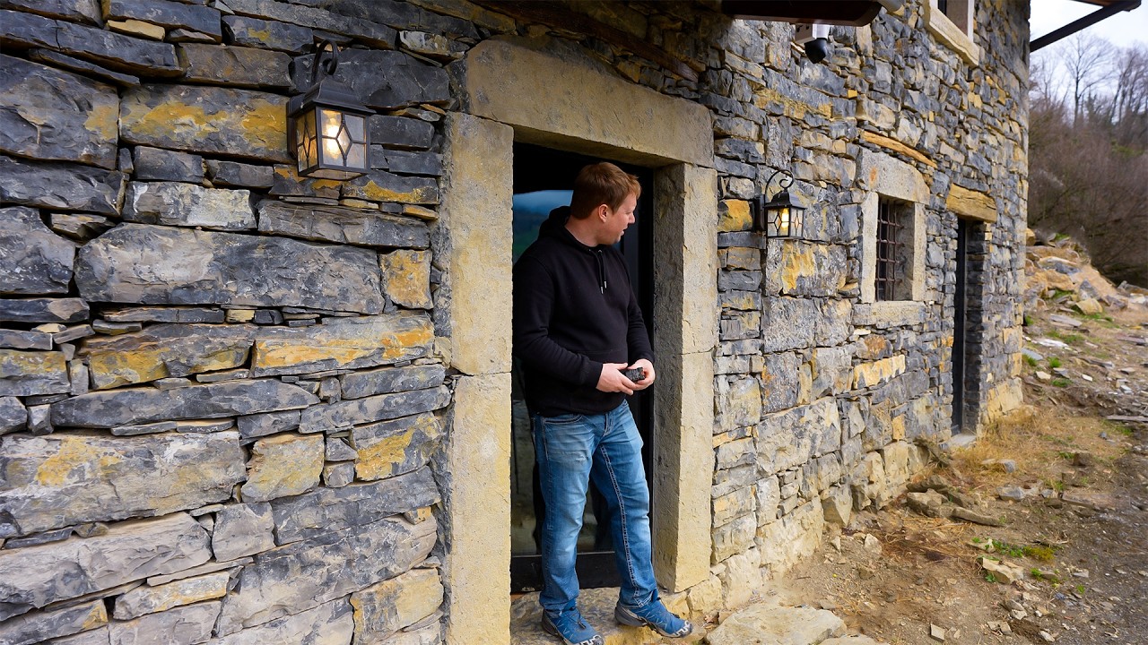 Brothers Work to Build Stone House in the Italian Alps.