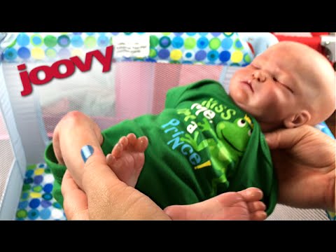 New BLUE Joovy Toy Room2 Playpen Unboxing for Reborn Baby Doll Carter with Size Comparisons Video