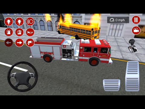 Fire Rescue on School Bus - Real Fire Truck Driving Simulator 2020 #4 - Truck Android Gameplay