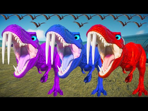 Rexy Color Pack vs Spinosaurus, Indoraptor All Carnivores Jurassic World Evolution 2 Dinosaurs Fight