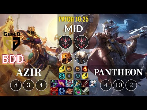 GEN Bdd Azir vs Pantheon Mid - KR Patch 10.25