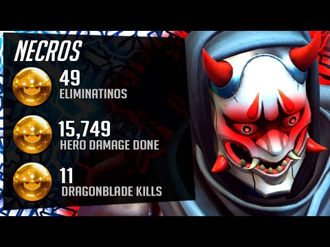 Necros Fastest Carry Genji - 49 elims! [ Overwatch Season 34 Top 500 ]