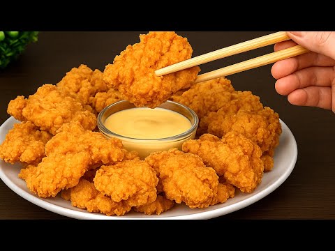 Hausgemachte, knusprige Chicken Nuggets mit cremiger Käsesoße! Wie bei KFC