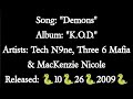 Tech N9ne - Demons Ft. Three 6 Mafia & MacKenzie Nicole (Lyrics)*EXPLICIT