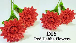 DIY Red Dahlia Flowers with Pipe Cleaners - Easy Flower Tutorials