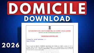 J&K Domicile Certificate Download 2026 🔥 | How to Download Domicile Ce