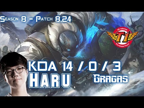 SKT T1 Haru GRAGAS vs NIDALEE Jungle - Patch 8.24 KR Ranked