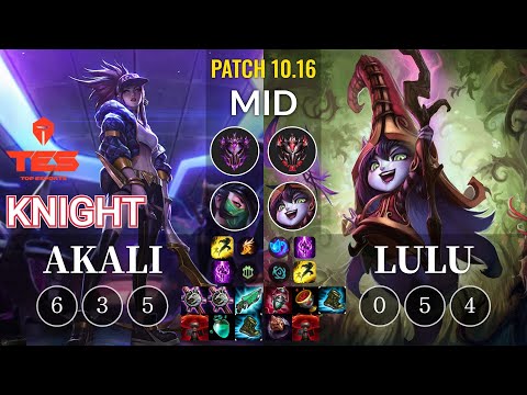 TES knight Akali vs Lulu Mid - KR Patch 10.16