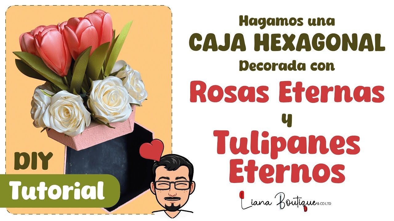 🌹🌷✨ Cómo Hacer una Caja Hexagonal con ROSAS y TULIPANES ETERNOS | Tutorial DIY Fácil y Creativo