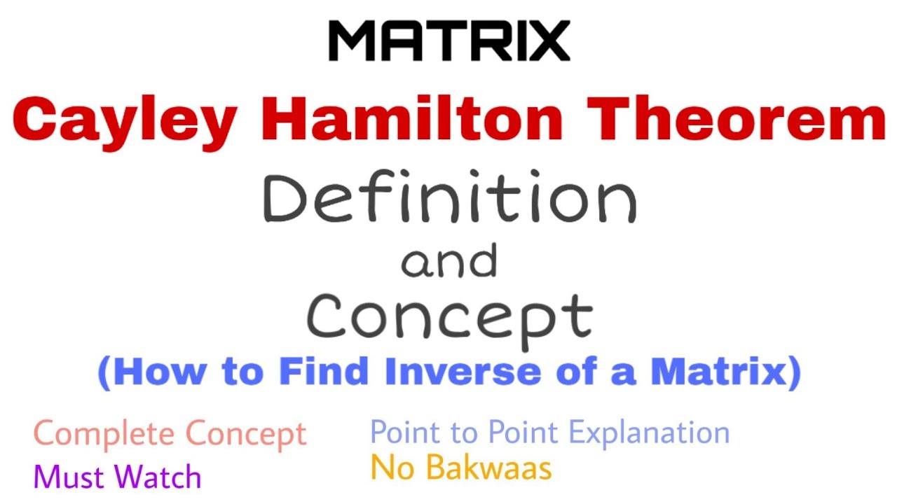 43. Cayley Hamilton Theorem | Complete Concept | Must Watch