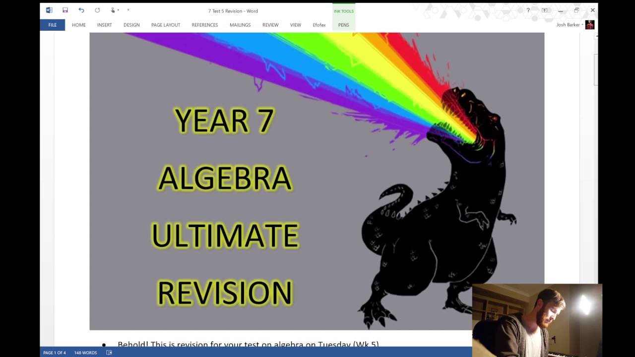 Watch video Year 7 - Algebra Test Revision Now Year 7 - Algebra Test Revision