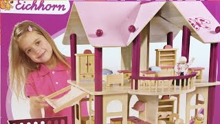 Puppen-Villa mit Möbeln und Figuren / Piętrowa Willa dla Lalek - Eichhorn - www.MegaDyskont.pl