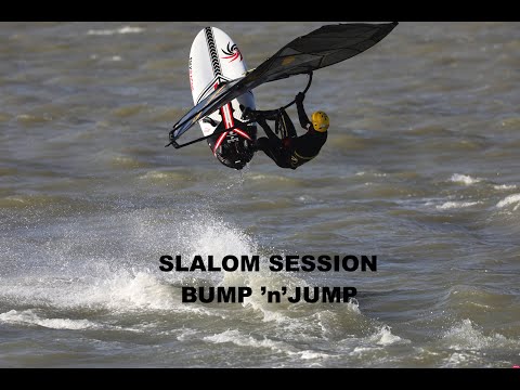 Windsurf slalom session in the sea in Brouwersdam Netherlands 7m Full Slalom