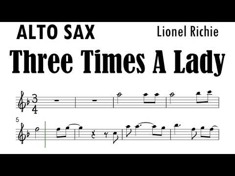 Three Times A Lady Alto Sax Sheet Music Backing Track Play Along Partitura