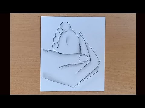 How to draw a baby leg in her mother hands//Mother's day ...