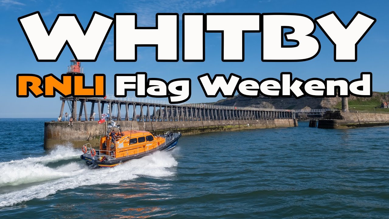 Whitby RNLI Lifeboat Flag Weekend 4k Video With Dolphins