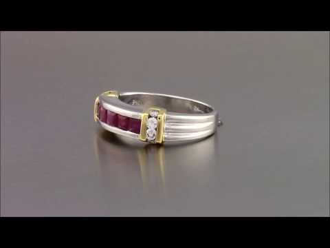 Gold and Platinum Ruby Diamond Ring - 49369v