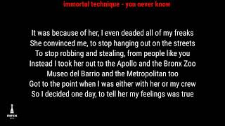 Immortal technique - You Never Know Lyrics