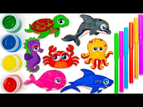 Dibujemos y coloreemos animales marinos | Video para colorear para niños