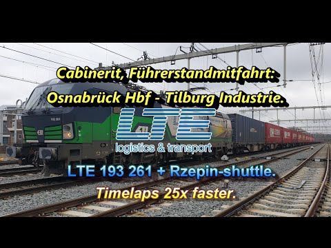 Timelaps: cabinerit, Führerstandsmitfahrt: Osnabruck - Tilburg industrie