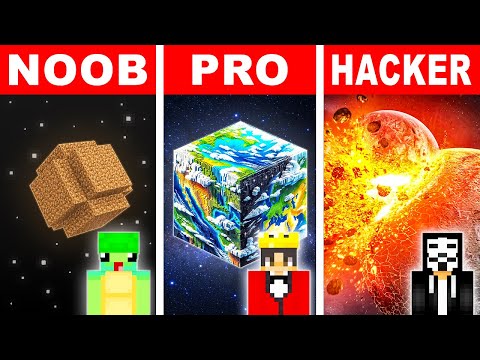 NOOB vs PRO: GIANT PLANET HOUSE Build Challenge in Minecraft
