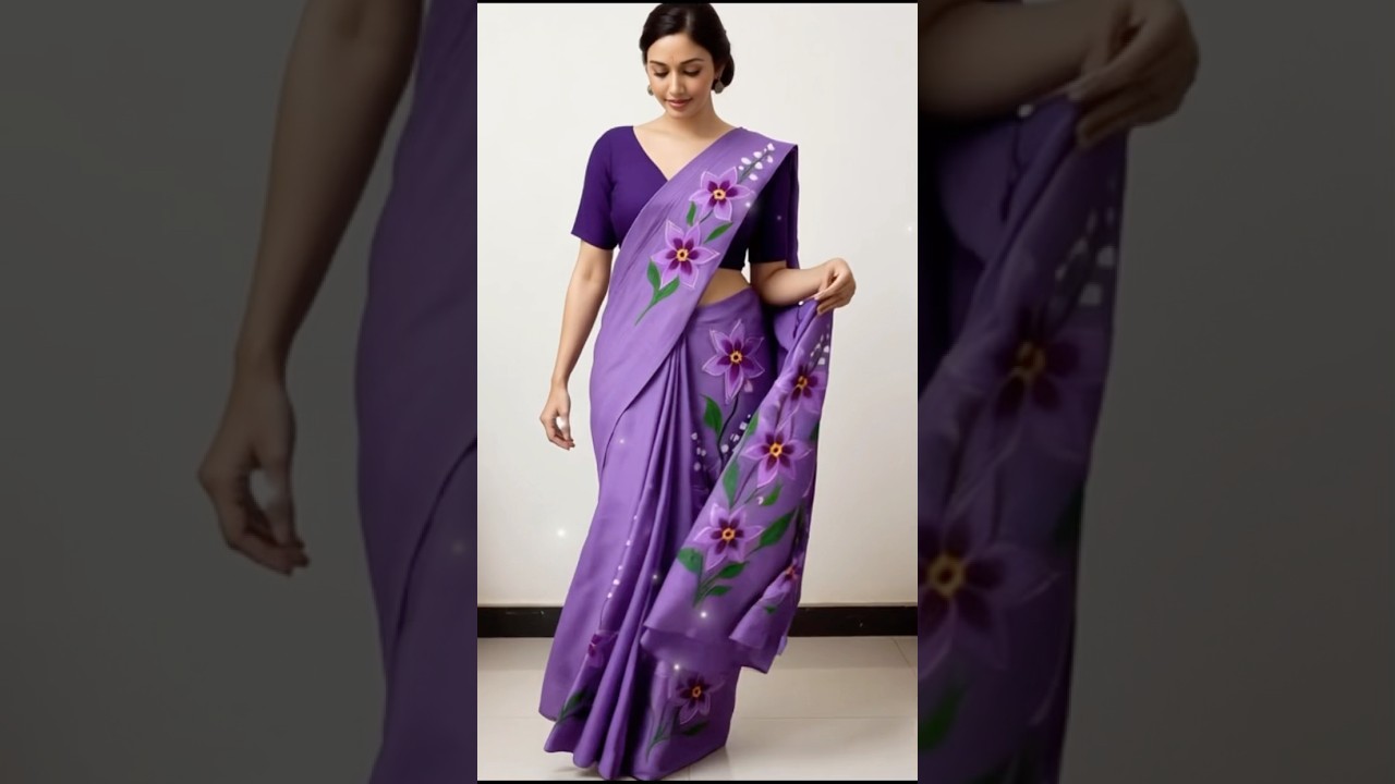 Soft cotton patchwork & hand painted saree #045