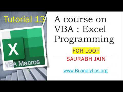 VBA Tutorial 13 : For Loop