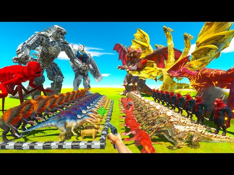 Mechagodzilla vs Ghidorah | Fantasy Fights Carnivore Dinosaurs - Animal Revolt Battle Simulator
