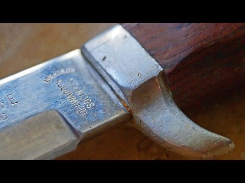 kleine Messeraufbereitung 1 little restauration Linder Rehwappen Original Bowie Knife Solingen