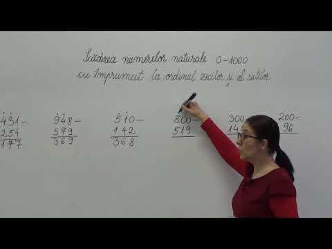 Exerciții cu scăderea numerelor 0-1000 cu împrumut la ordinul zecilor și al sutelor