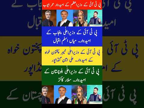 PTI Candidates for PM, CM Punjab,CM KPK, CM Balochistan#youtubeshorts