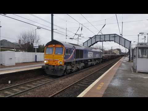 GBRF 66724 passing Slateford on a Carlisle North yard to Millerhill Working