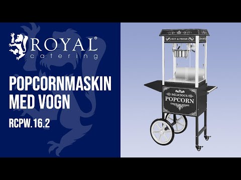 video - Popcornmaskin med vogn - Retro design - sort
