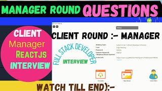 Client Round  On ReactJs And Javascript | Manager Round |  MoSu WebX