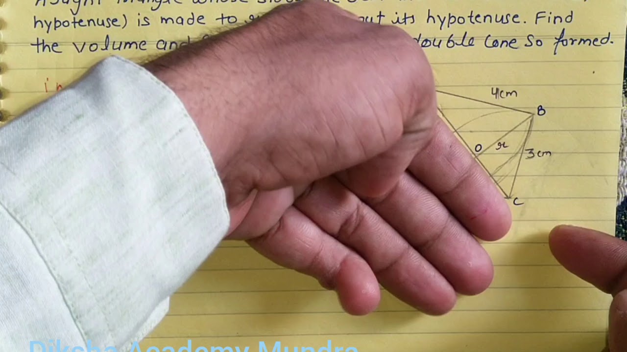 A right triangle whose sides are 3cm and 4cm is made to revolve about its hypotenuse find the volume