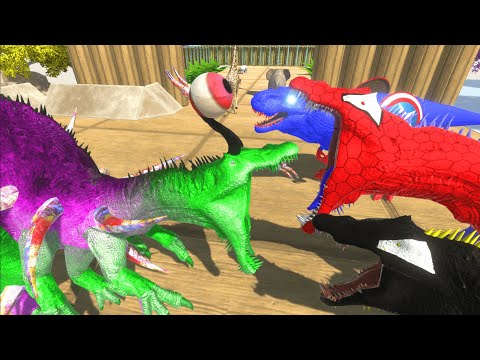 Escape from Crazy Poison Spikes Alien⚡vs Super Hero Dinosaurs🦖 - Animal Revolt Battle Simulator