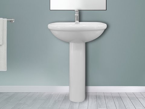 Coral White Wall Mounted Basin & Floor Pedestal Set - 812 x 465 x 570mm