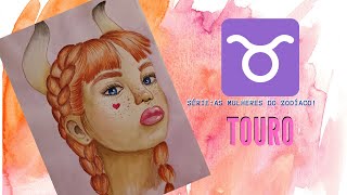 Pintura em Aquarela: Garotas do Zodiaco - Touro! Time lapse de pintura 
