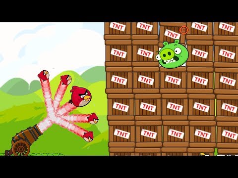 Angry Birds Cannon Birds 1 - SHOOTING 100 BIRDS TO PIGGIES INSIDE 100 TNTS!