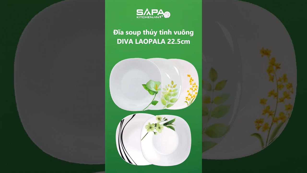 Đĩa soup thủy tinh vuông Diva Laopala 225