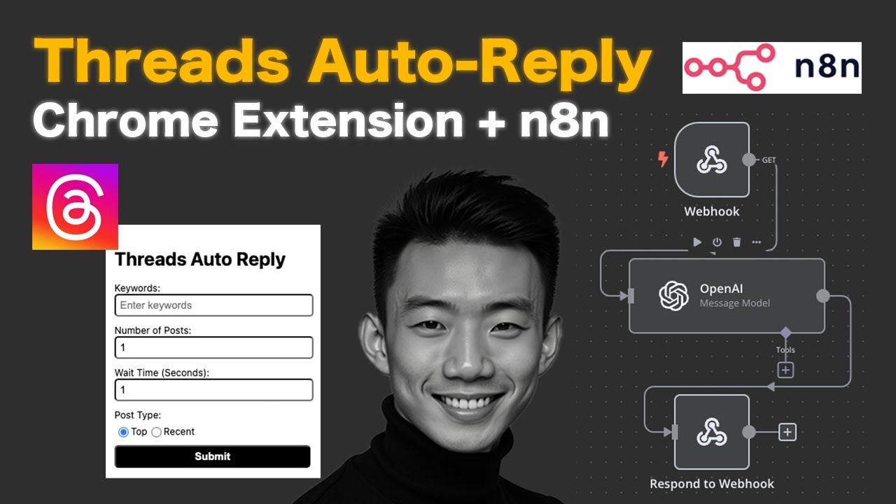 How I Built an AI Agent Auto-Reply System for Threads Using Chrome Extension + n8n (100% Automated)