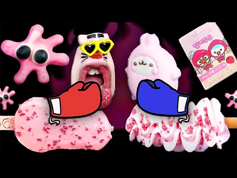 Mukbang :) Pink Food ICE CREAM, CANDY, STRAWBERRY MILK, PINK HAND JELLY Realmouth 주멍이