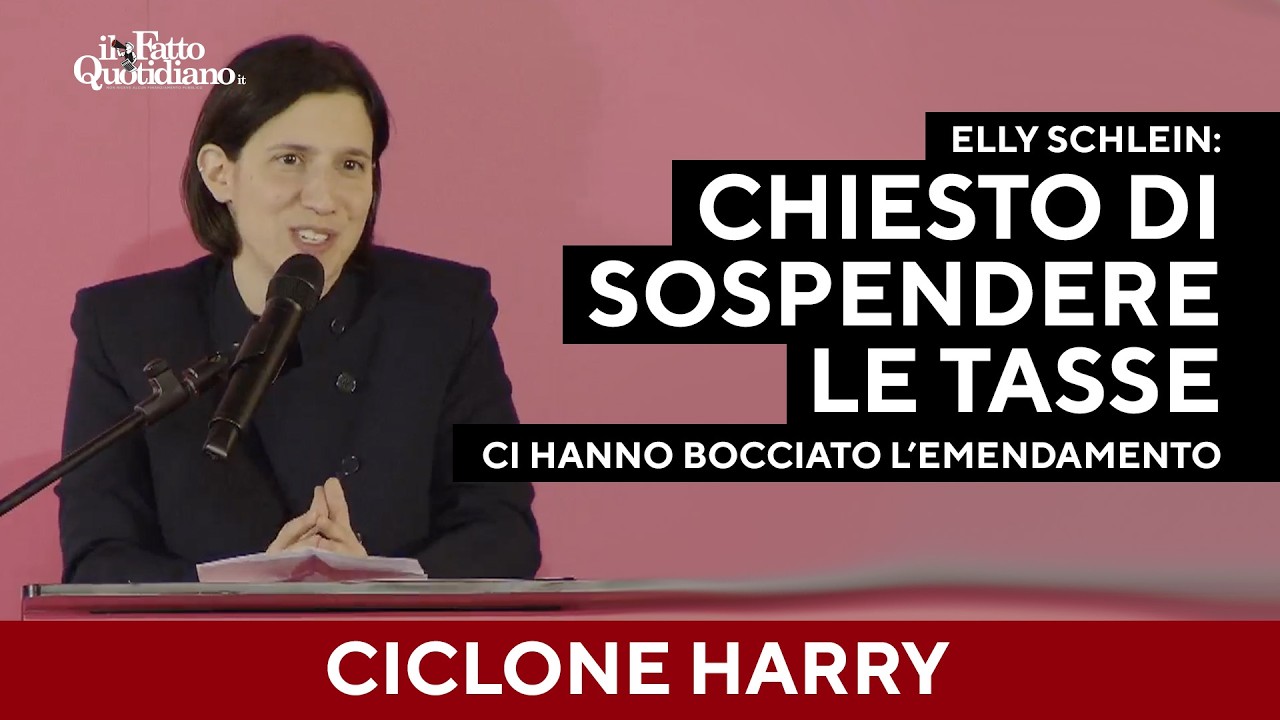 Schlein sul ciclone Harry: "Abbiamo chiesto di sospendere le tasse ma la maggioranza ha detto No"