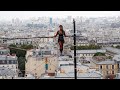 Incredible: Parisian tightrope walker soars 35 m high on a thread