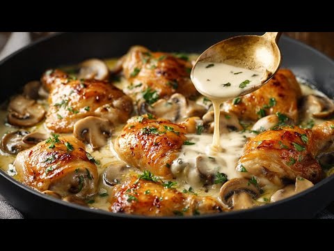 I Make This Pan-Fried Chicken With Mushrooms Every Week! Quick & Delicious Dinner!