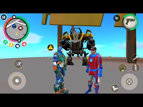 Rope Hero Vice Town | BD 100 Ground Assault Machine Aircuft | Transformer Airplane Fight Army Base