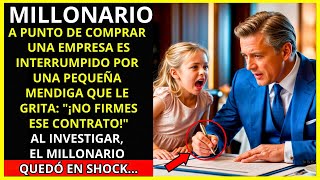 PEQUEÑA MENDIGA LE GRITA AL MILLONARIO "¡NO FIRMES ESE CONTRATO!" INTERRUMPIENDO LA REUNIÓN...