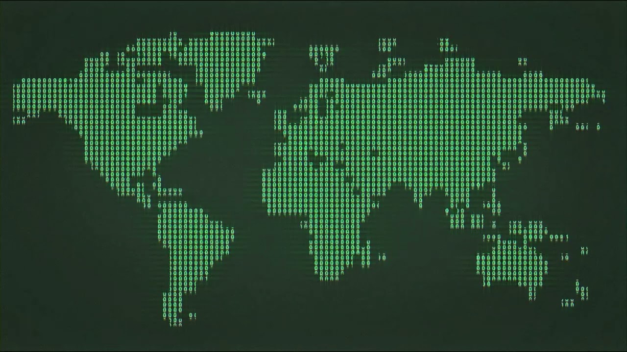 Retro Digital World Map in Binary Code - 100% Free Stock Footage