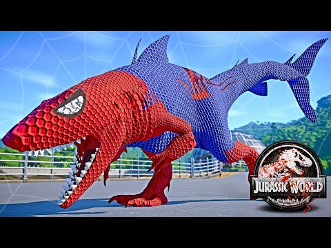 Spider-Man King Shark, Iron Man, Venom, Captain America Dinosaurs Fight 🌍 JURASSIC WORLD EVOLUTION